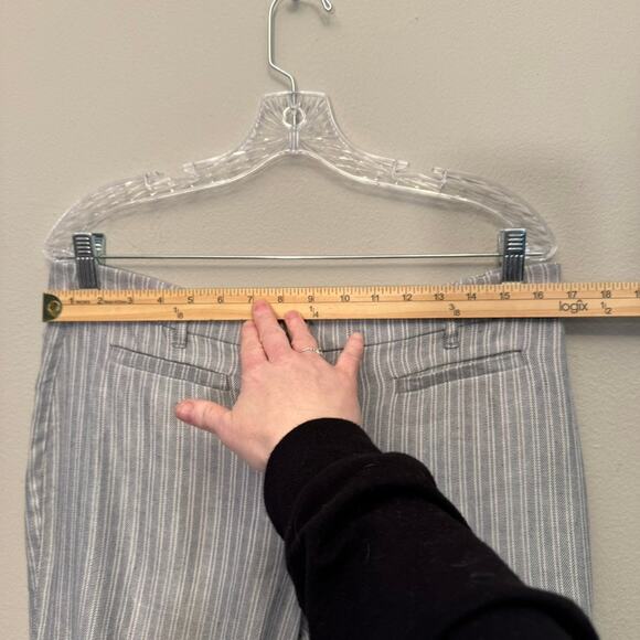 J.Jill Coastal Graphite Gray Mid-Rise Linen Blend Stretch Pinstripe Pants Sz‎ 10 - Picture 7 of 11